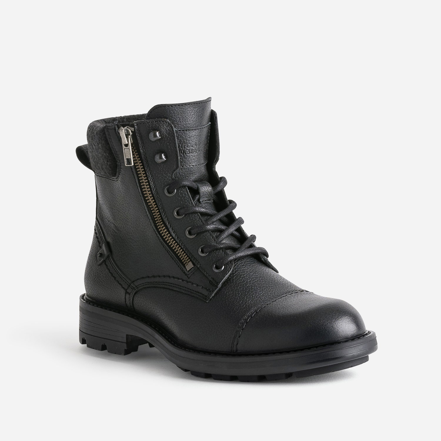 Boots à lacet noir en cuir