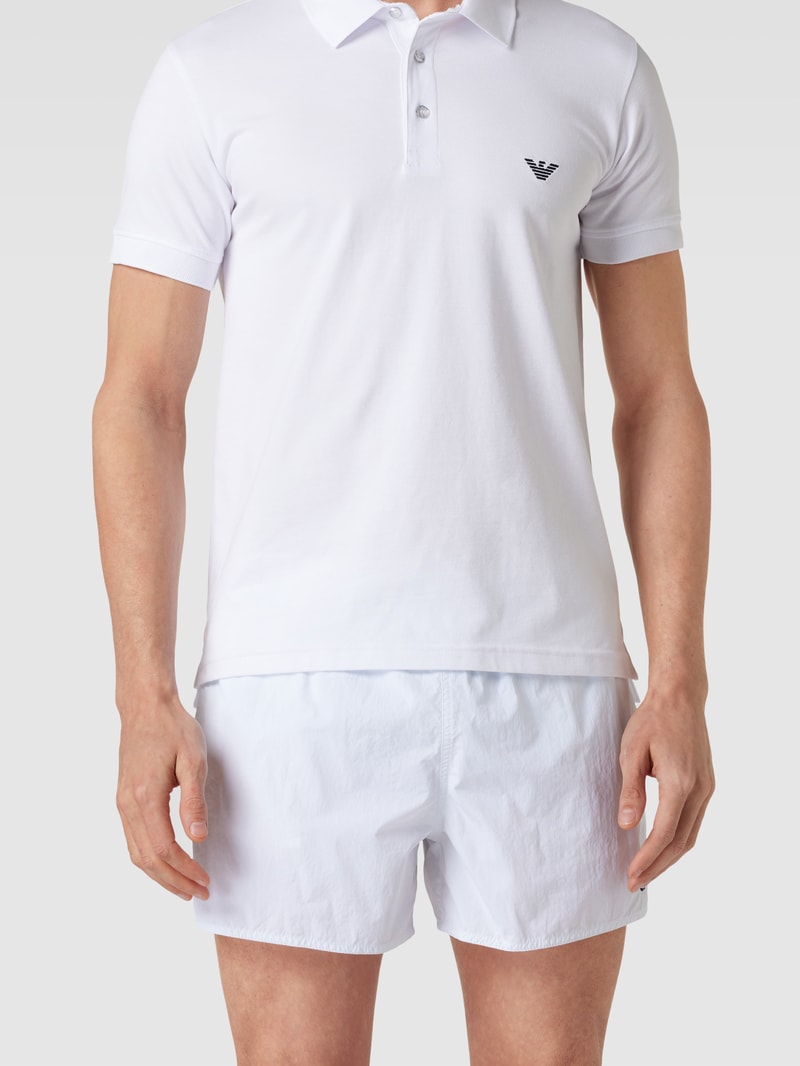 Badehose mit Label-Stitching Modell 'Basic' in weiß