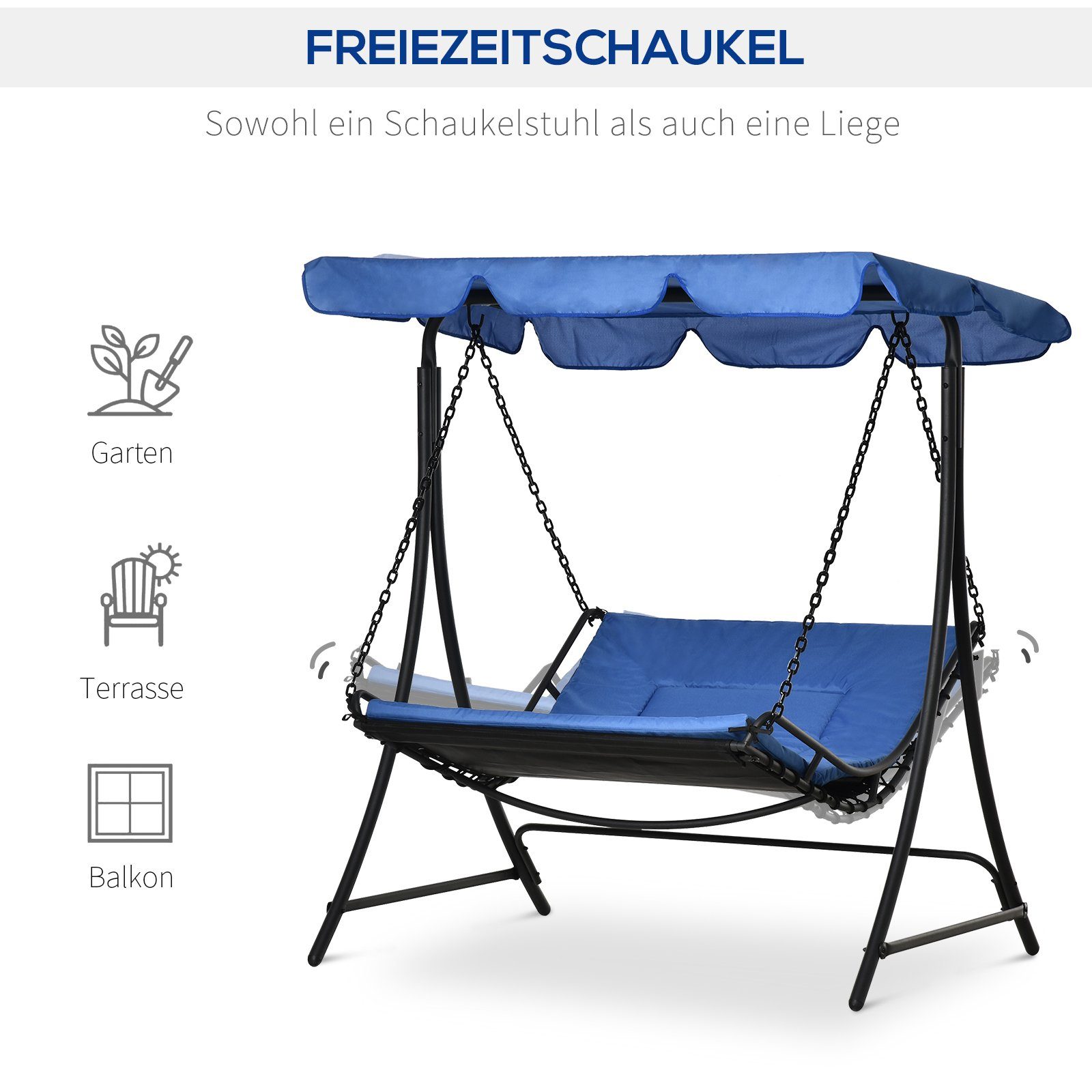 Outsunny Hollywoodschaukel Schwingliege, 2-Sitzer, Set, 1 tlg.