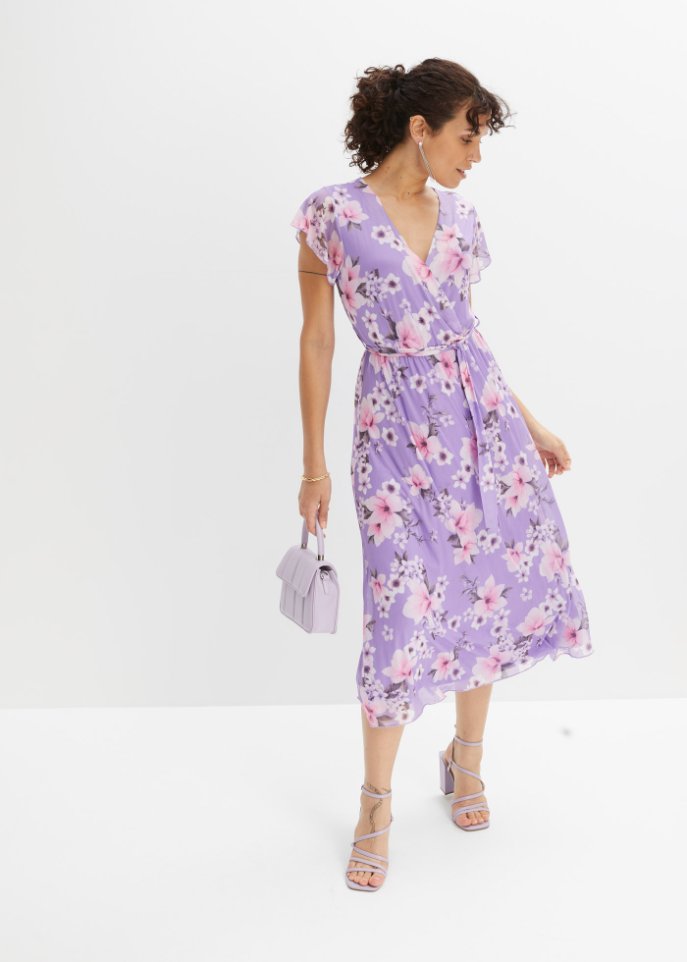 bedrucktes Mesh-Midikleid