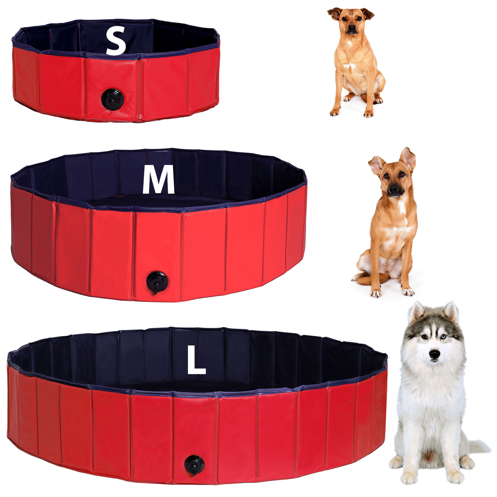 Lionto Wasserspielzeug Lionto 80 cm Hundepool mit Ablassventil - faltbar