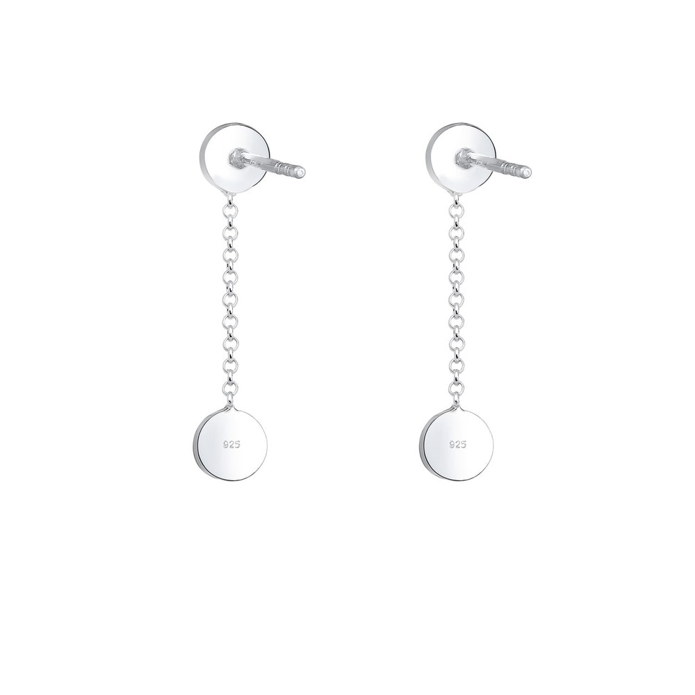 Elli Elli Boucles d'Oreilles Hänger Kreis Basic Geo Plättchen 925er Silber Boucles d'oreilles