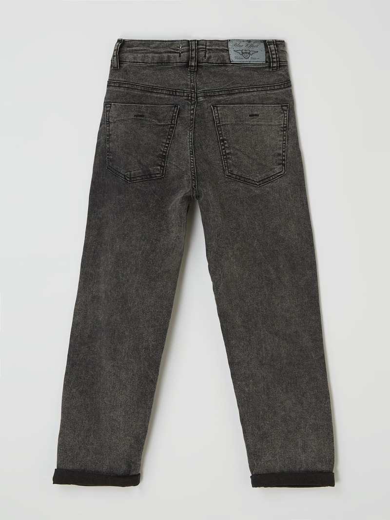 Cropped Balloon Fit Jeans mit Stretch-Anteil in schwarz