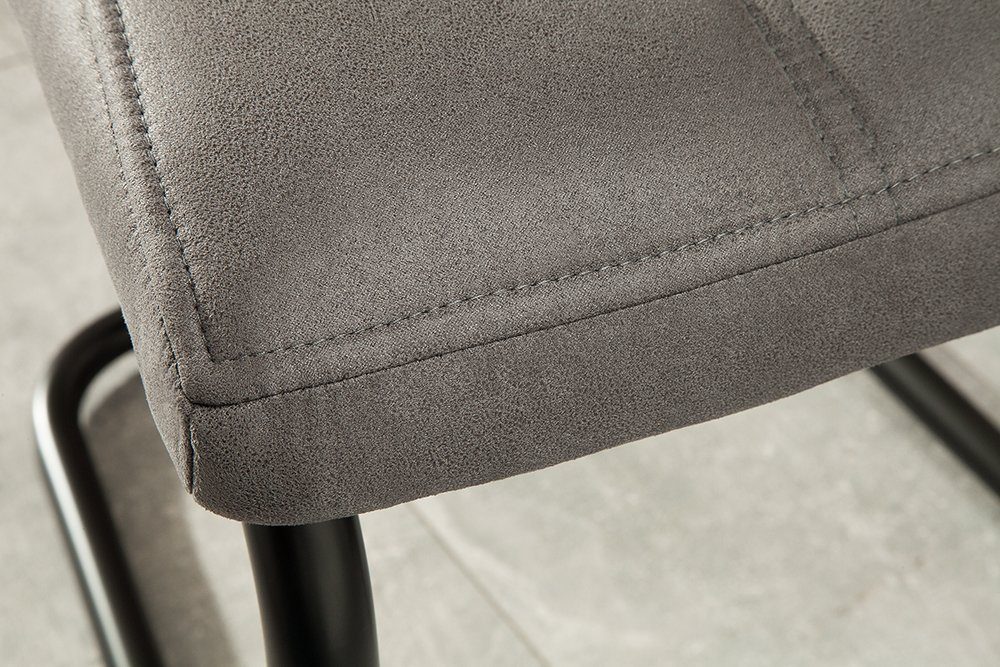 riess-ambiente Freischwinger MODENA vintage grau / schwarz (Einzelartikel, 1 St), Esszimmer · Microfaser · Metall · Industrial