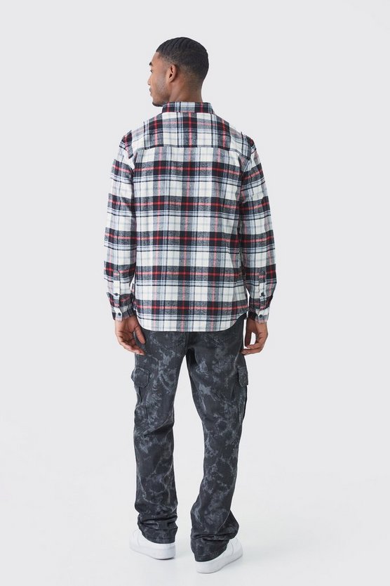 Tall langärmliges kariertes Overshirt