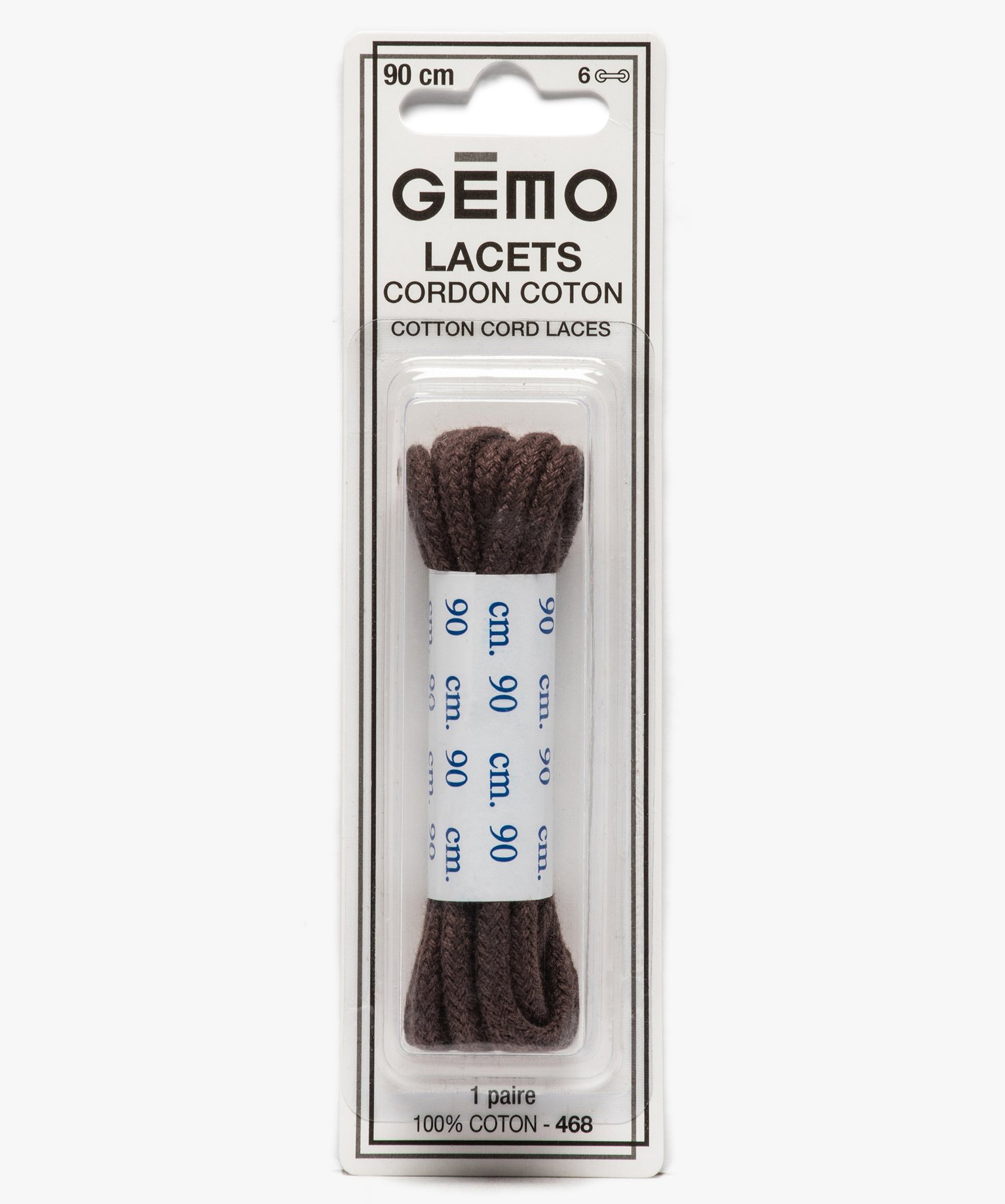 Lacets ronds unis en coton 90 cm marron | GEMO
