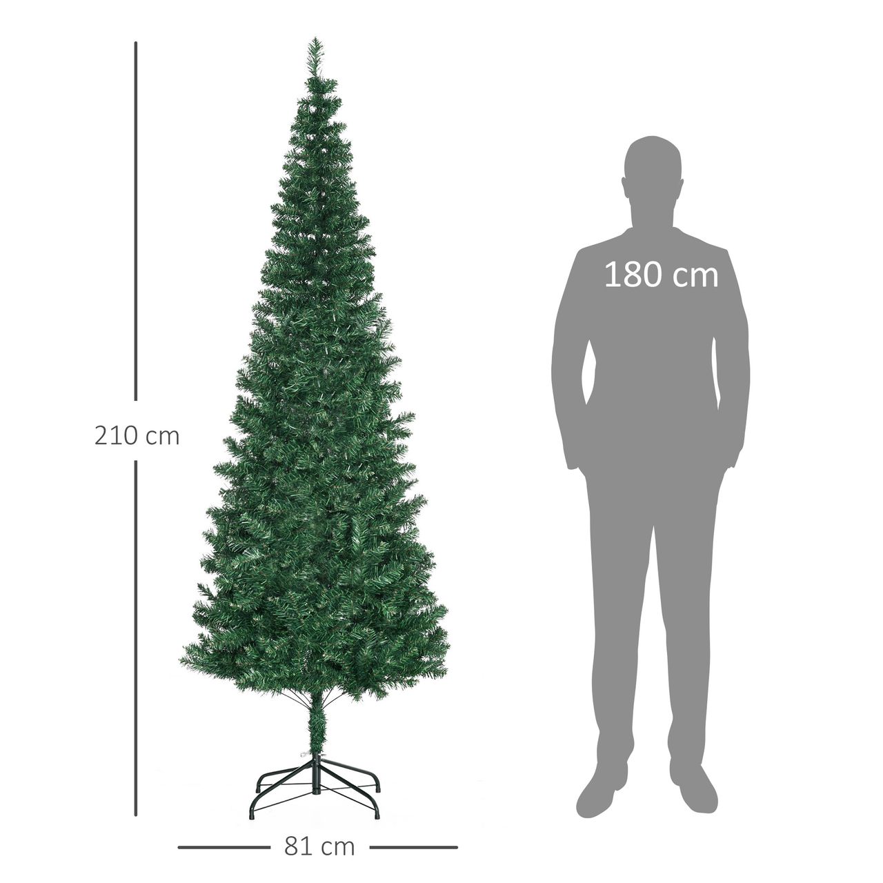 HOMCOM Weihnachtsbaum Christbaum Kunsttanne Tannenbaum mit Metallfuß