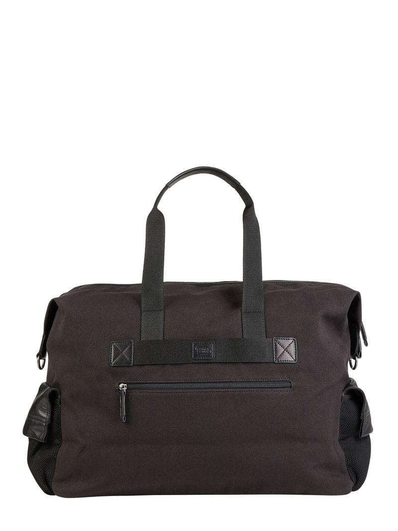 Weekender mit Leder-Anteil in schwarz