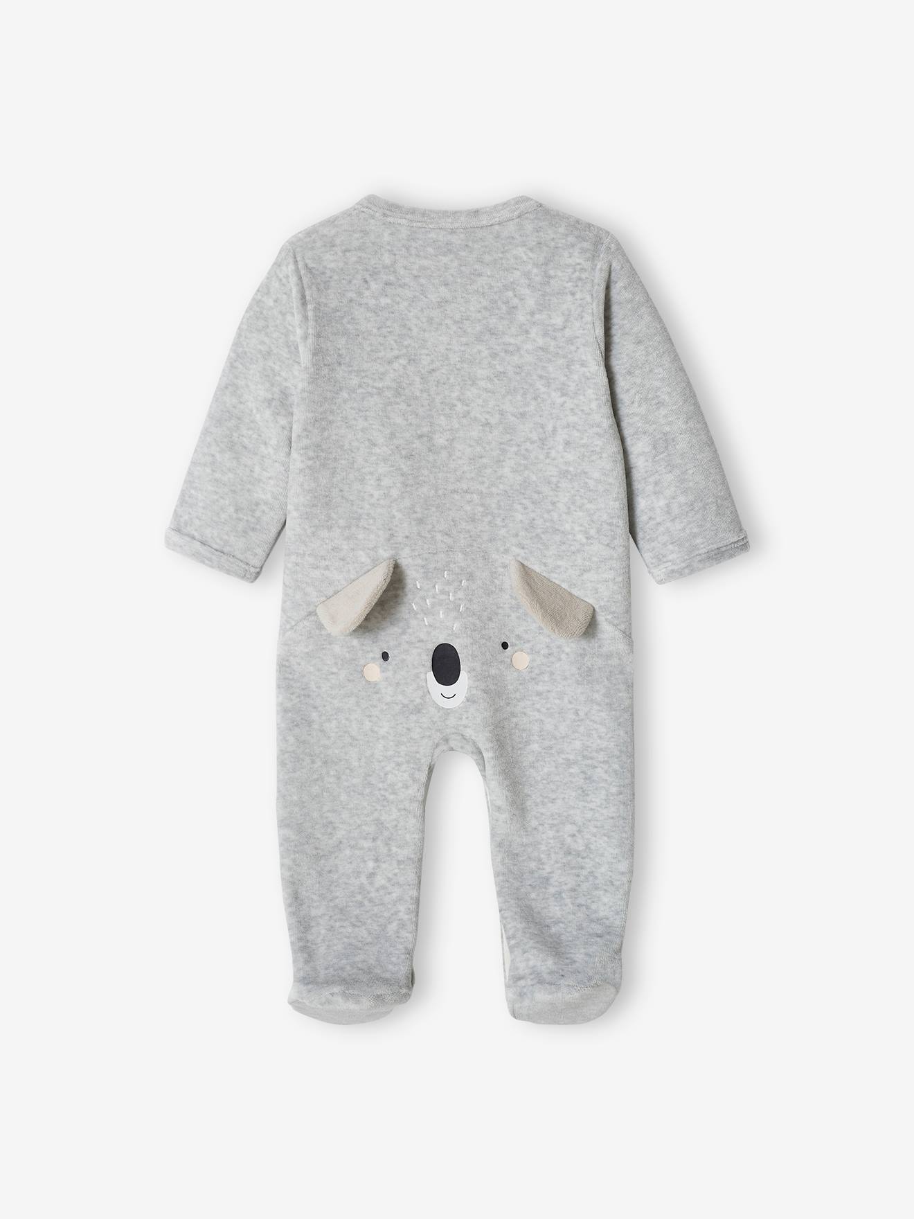 Dors-bien koala bébé en velours gris chiné