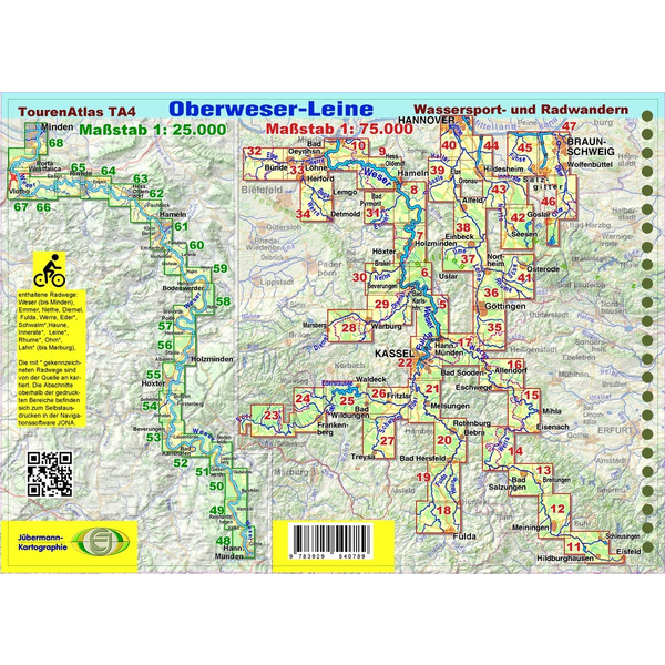 TOURENATLAS TA4 WASSERWANDERN 04 OBERWESER-LEINE - Wasserkarte