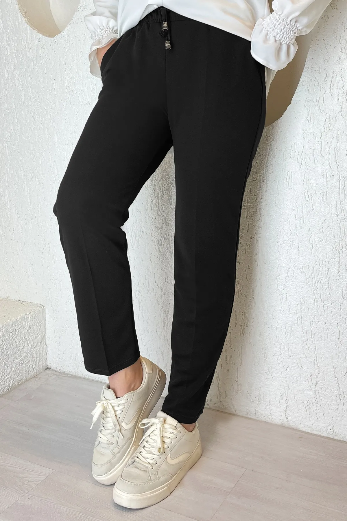 InStyle  Lycra-Hose aus doppeltem Stoff mit elastischem Bund – Schwarz