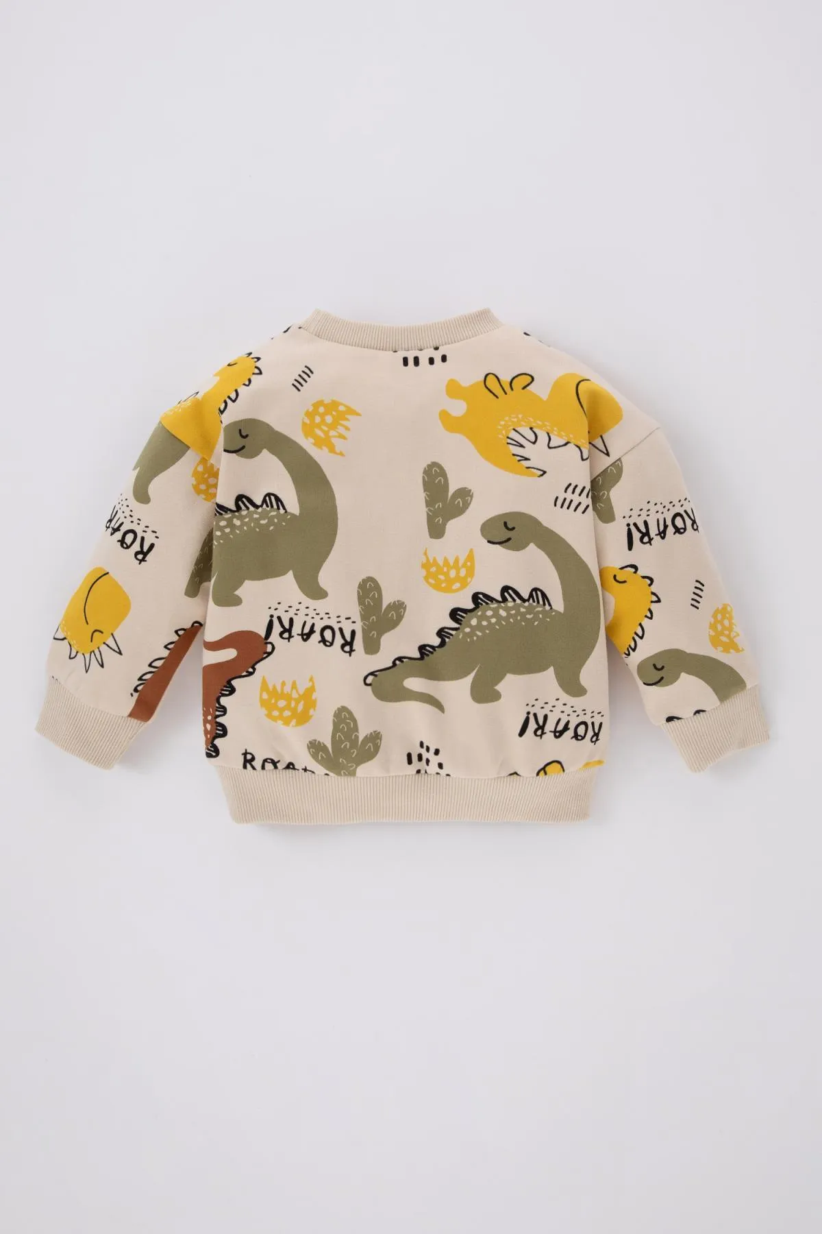 DeFacto  Weiches, flauschiges Sweatshirt mit Dinosaurier-Aufdruck und Rundhalsausschnitt für Babys (Jungen).
