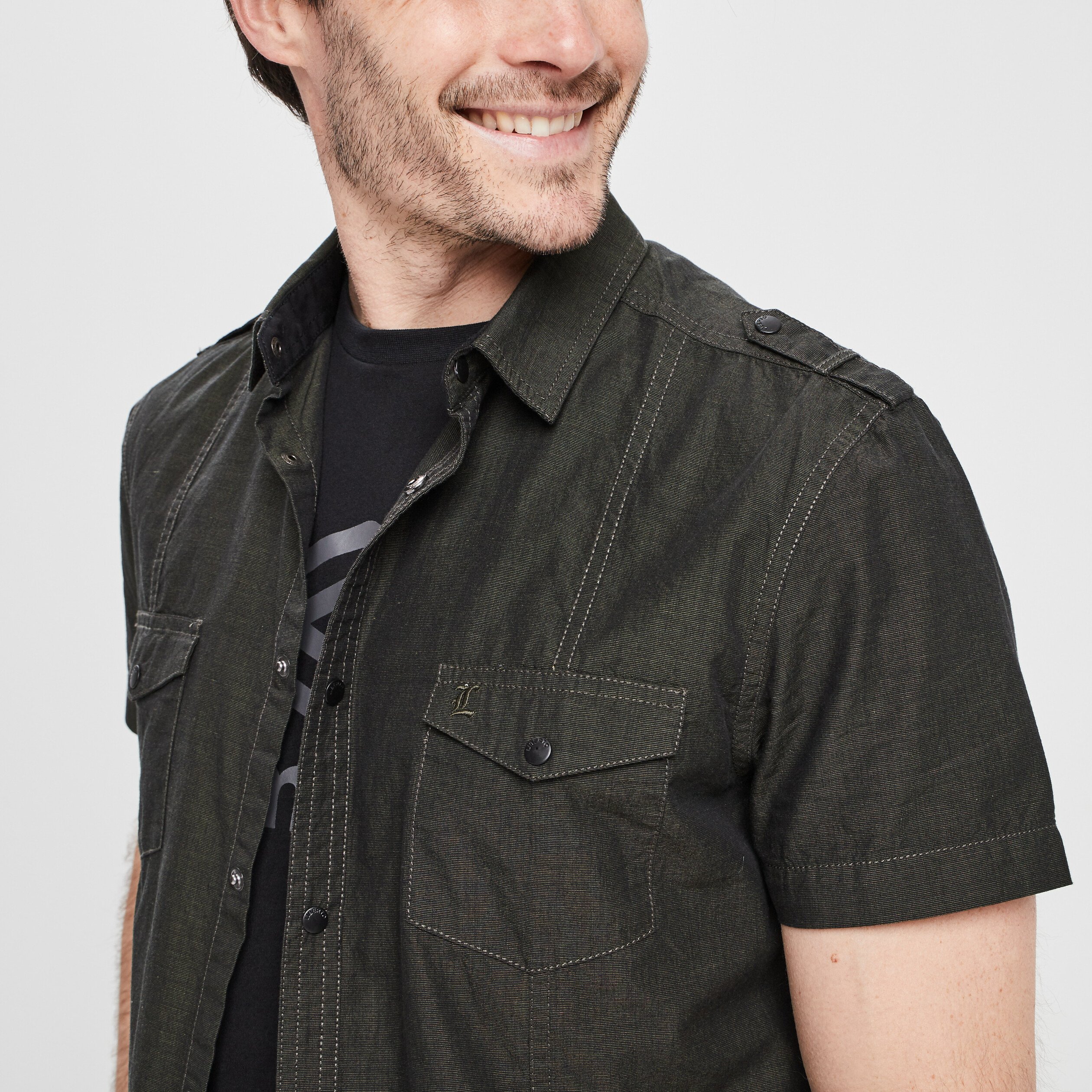 Chemise Liberto vert kaki homme | La Halle