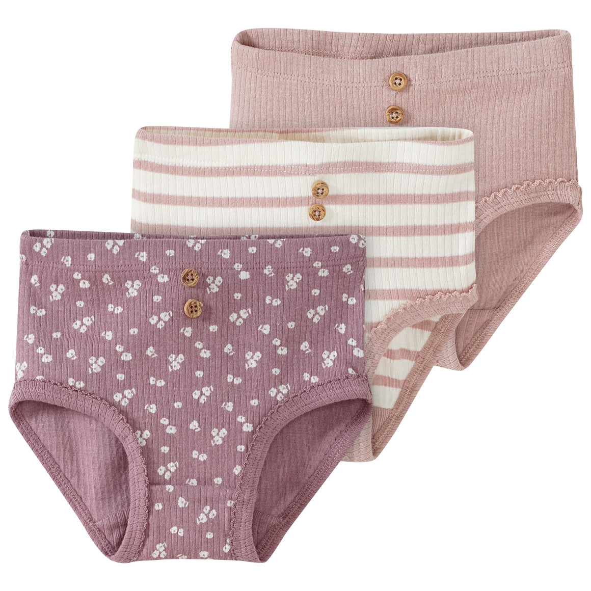 3 Baby Slips mit Rippstruktur