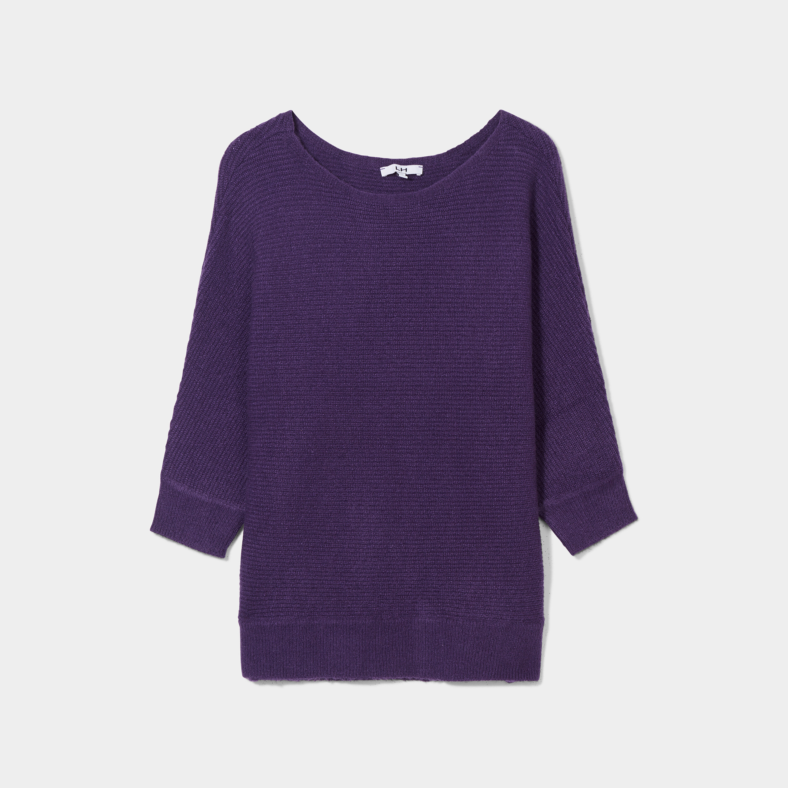 Pull manches 3 4 chauve-souris violet foncé femme | La Halle