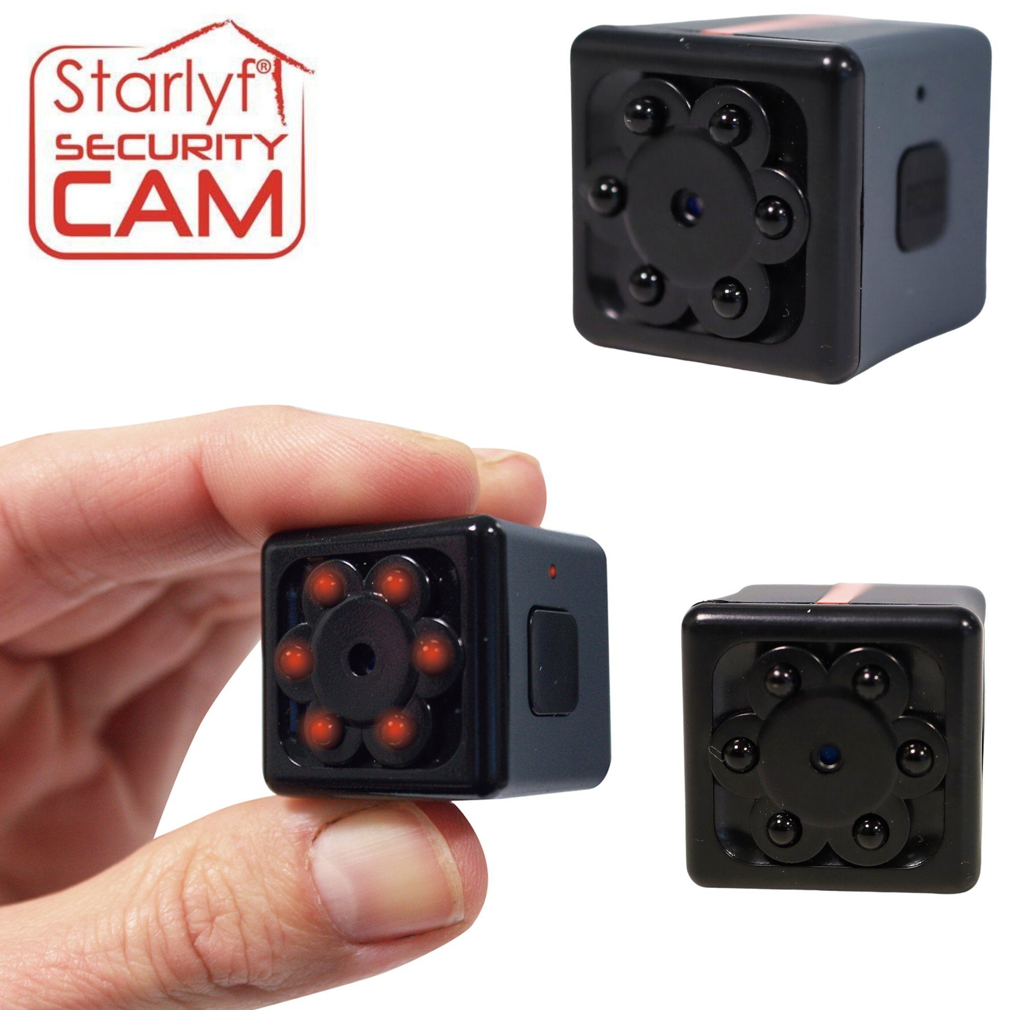 Starlyf Security Cam Überwachungskamera (Außenbereich, Innenbereich, Spar Set 1er oder 2er Pack, 1-tlg., Mini Kamera, Sport Cam, Body Cam, Mini Cam)
