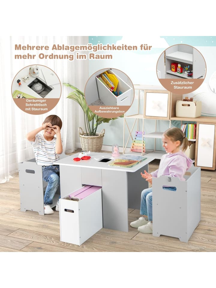 COSTWAY Sitzgruppe 3 tlg. Set in Grau günstig kaufen 70 cm