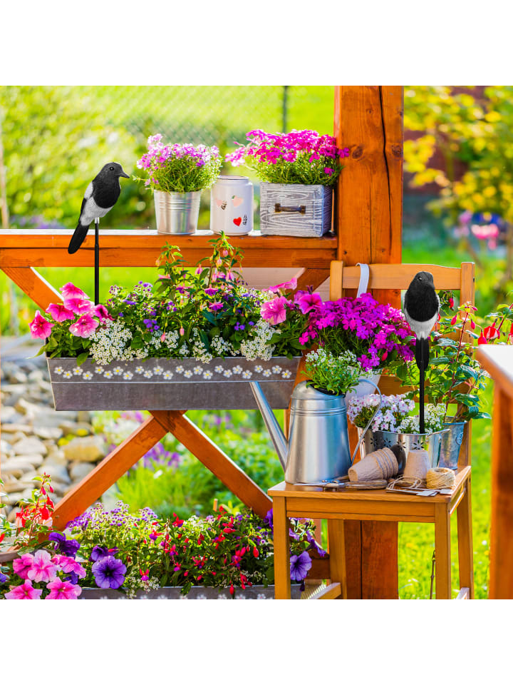 relaxdays 2 x Gartenfigur Vogel in Schwarz/ Weiß günstig kaufen onesize