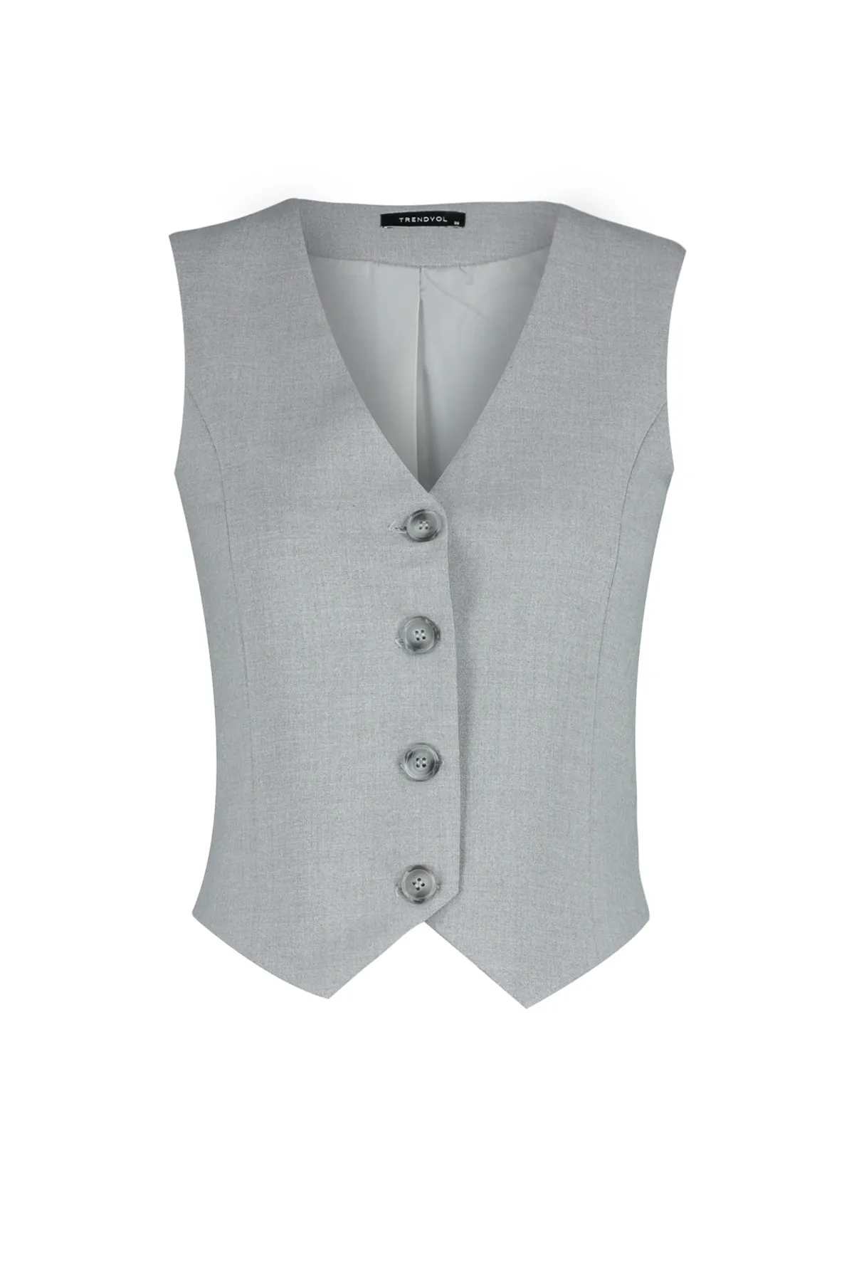 Trendyol Collection  Graue Premium taillierte, geknöpfte Webweste TWOAW24YE00061