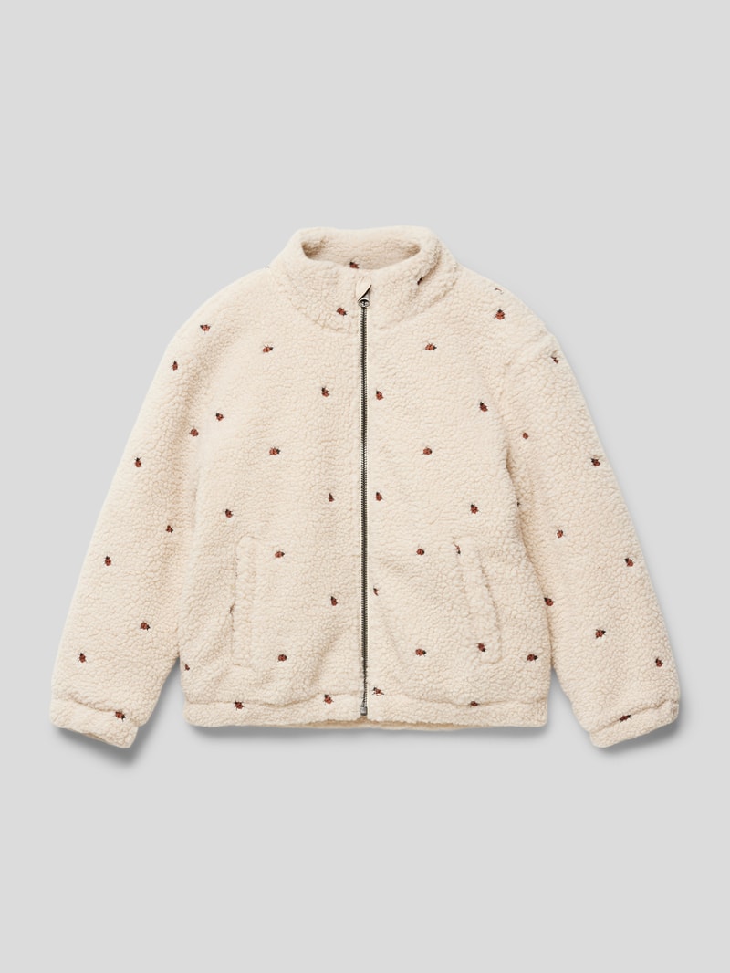 Jacke mit Allover-Motiv-Stitchings in ecru