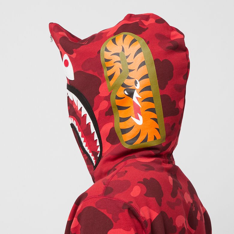 A Bathing Ape Color Camo Shark Full Zip Hoodie M red