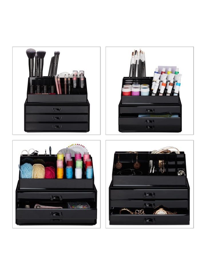 relaxdays Makeup Organizer in Schwarz günstig kaufen onesize