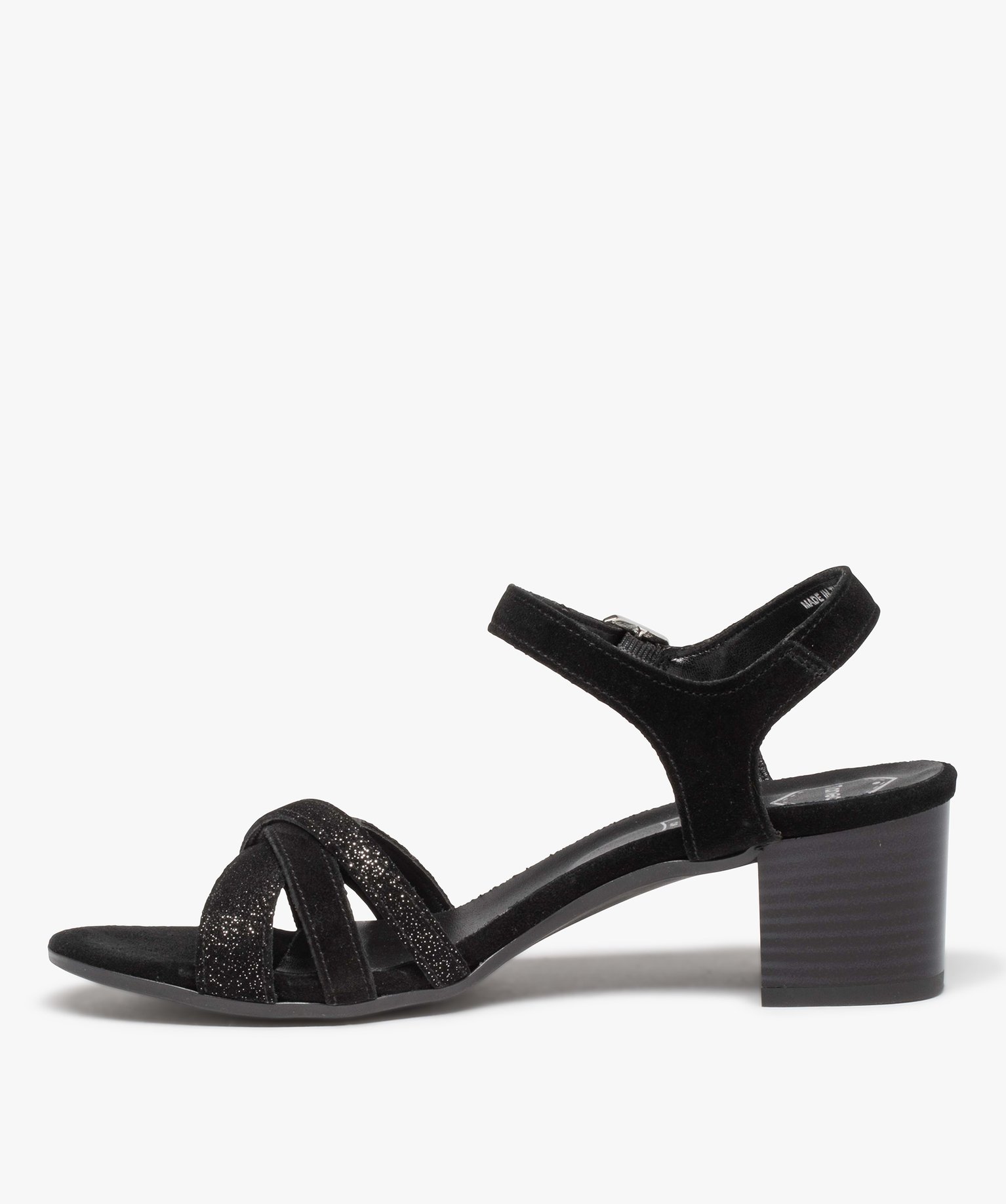 Sandales femme à talon dessus cuir retourné - Tanéo noir | GEMO