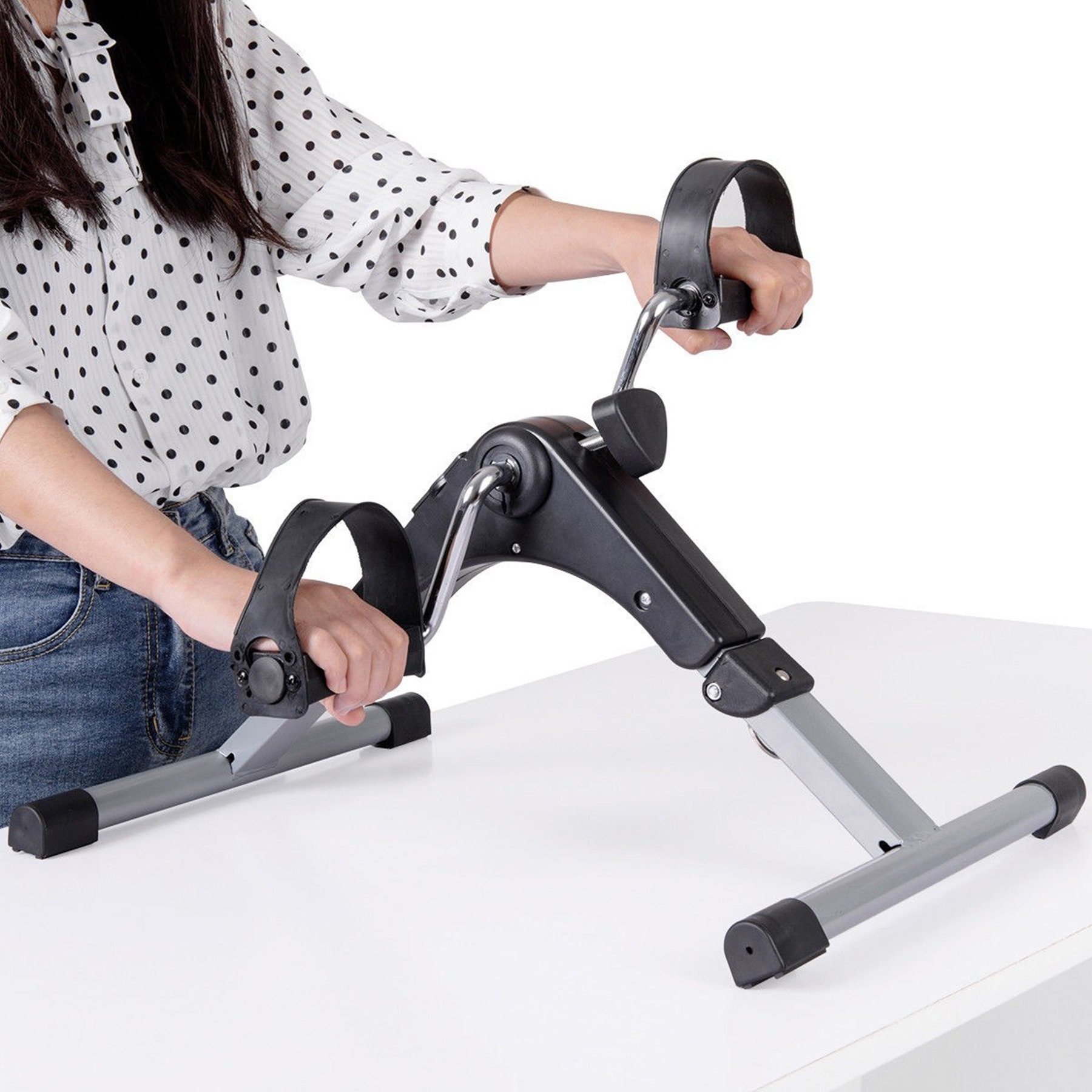 Clanmacy Heimtrainer Mini Fahrrad Pedaltrainer, Bike-Heimtrainer, Armtrainer und Beintrainer für Muskelaufba, Ausdauertraining (1-tlg), Nein (set), Kalorienzähler, Kilometerzähler, Klappbar, Körperfettanalyse, LCD Bildschirm