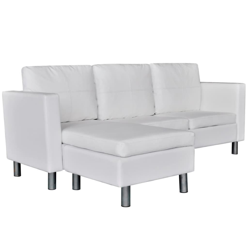 vidaXL Sofa Modulsofa 3-Sitzer Kunstleder Weiß
