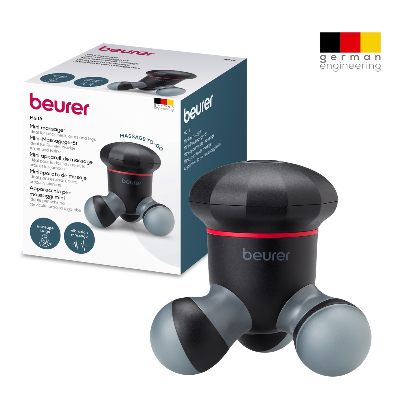 Beurer Mini-Massagegerät MG 18-Handliches Massagegerät mit sanfter Vibrationsmassage