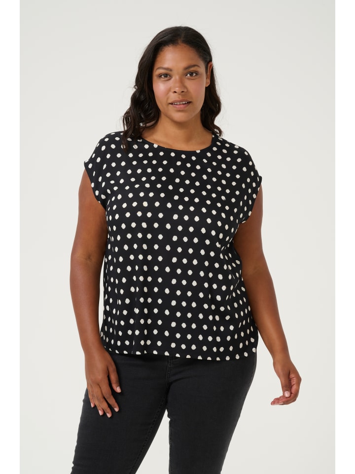 KAFFE curve Ärmellose Bluse KCoda in Black/White Dots günstig kaufen 44