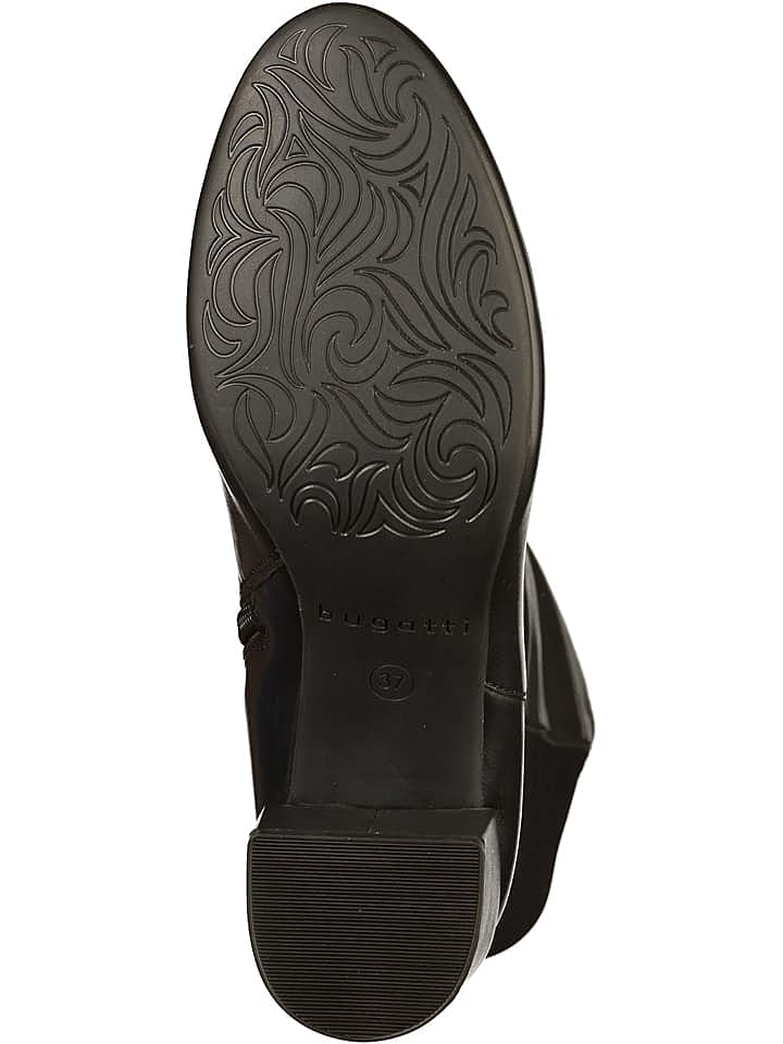 Bugatti Leder-Overknee-Stiefel in Schwarz günstig kaufen 40