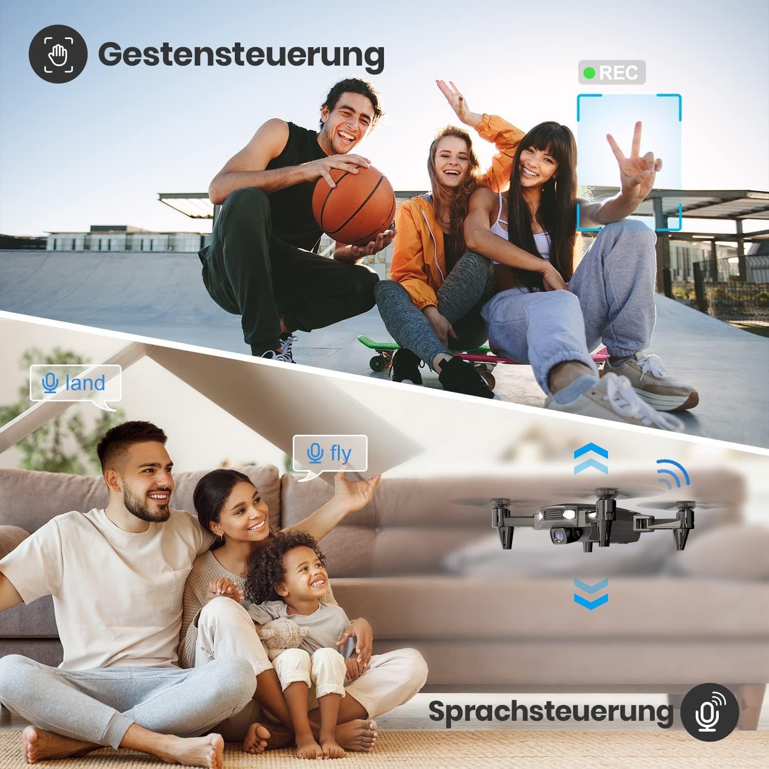 DEERC mit Kamera für Kinder, D40 RC Faltbare Mini Drohnen mit FPV WiFi Drohne (1080P HD, mit Lange Flugzeit,komplettset Spielzeug Geschenk für Jungen Anfänger)