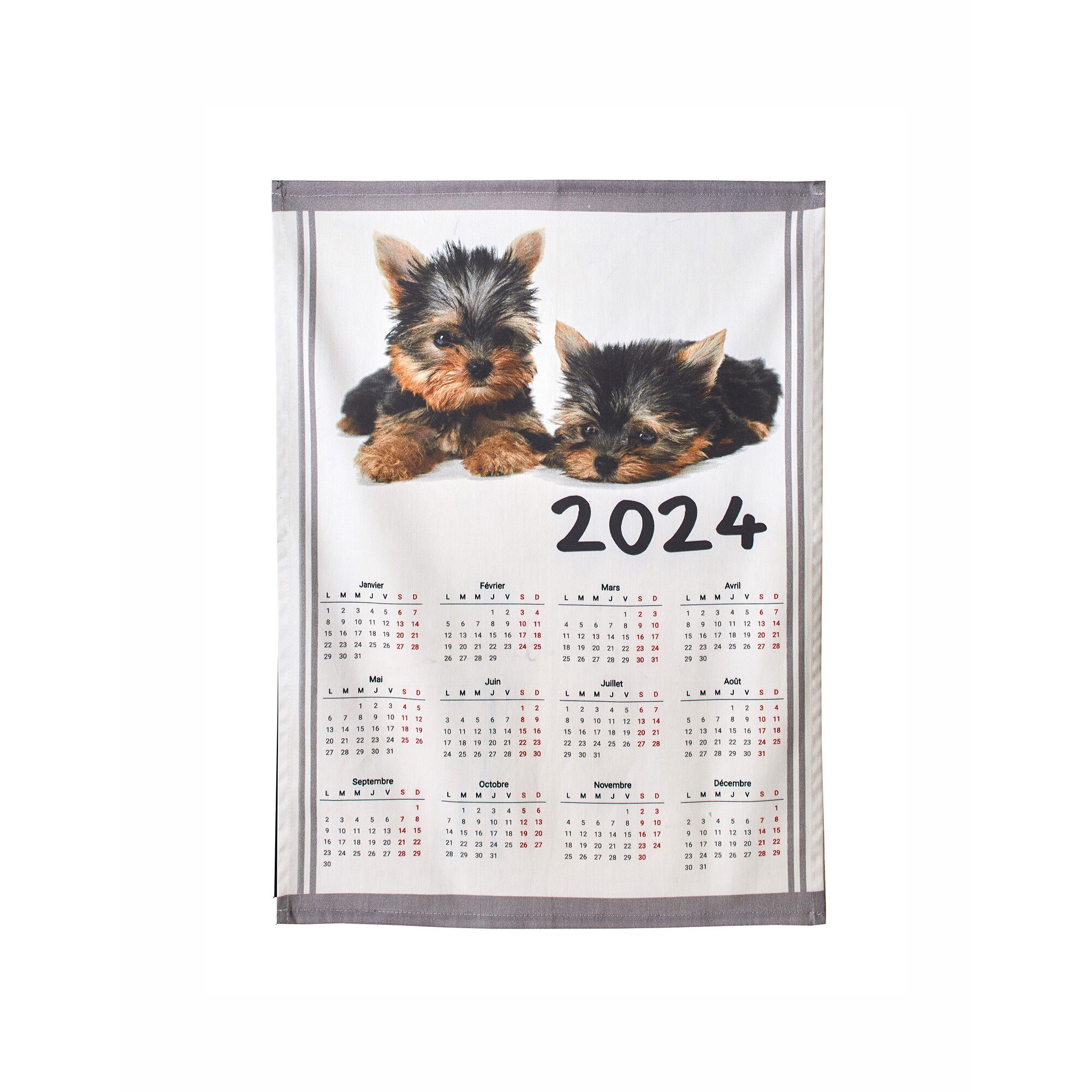 Torchon calendrier 2024 animaux