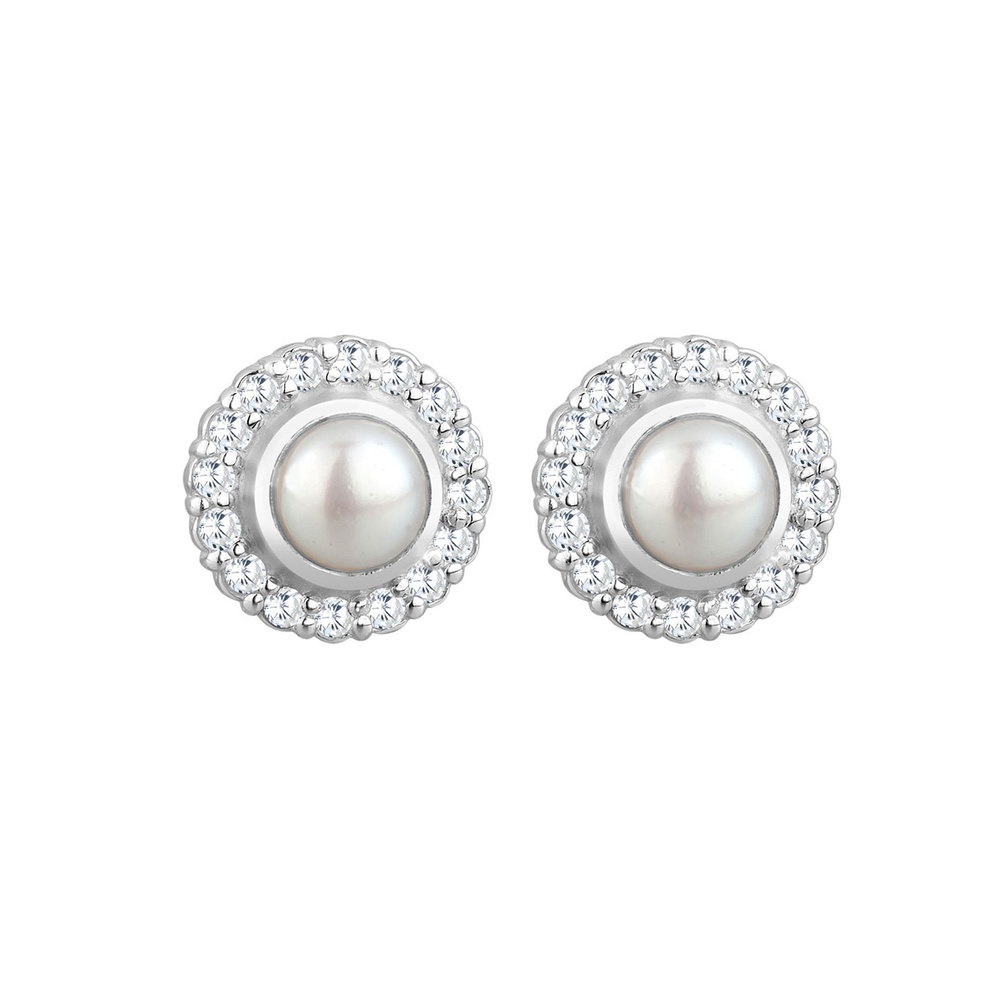 Elli Elli Boucles d'Oreilles Süwasserzuchtperle Zirkonia 925 Sterling Silber Boucles d'oreilles