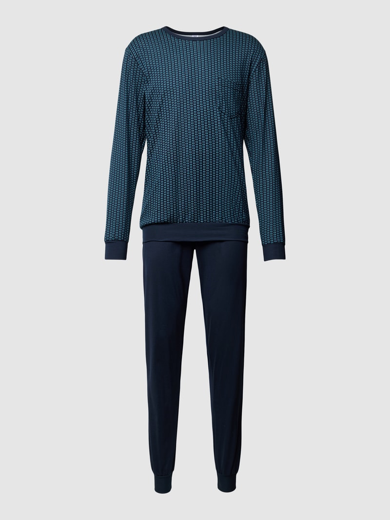 Pyjama mit Allover-Muster in marineblau
