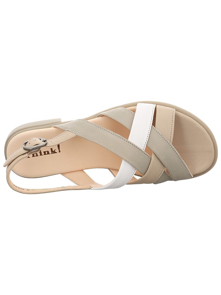 Think! Leder-Sandalen in Beige/ Weiß günstig kaufen