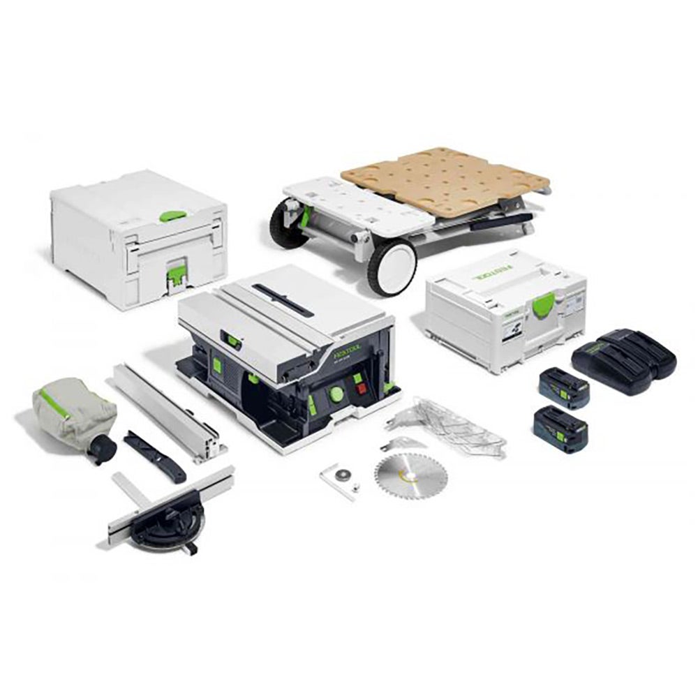 Serra sem fio FESTOOL CSC SYS 50 18 V 168 mm com Systainer 5.2 Ah, Bluetooth e subestrutura 577381