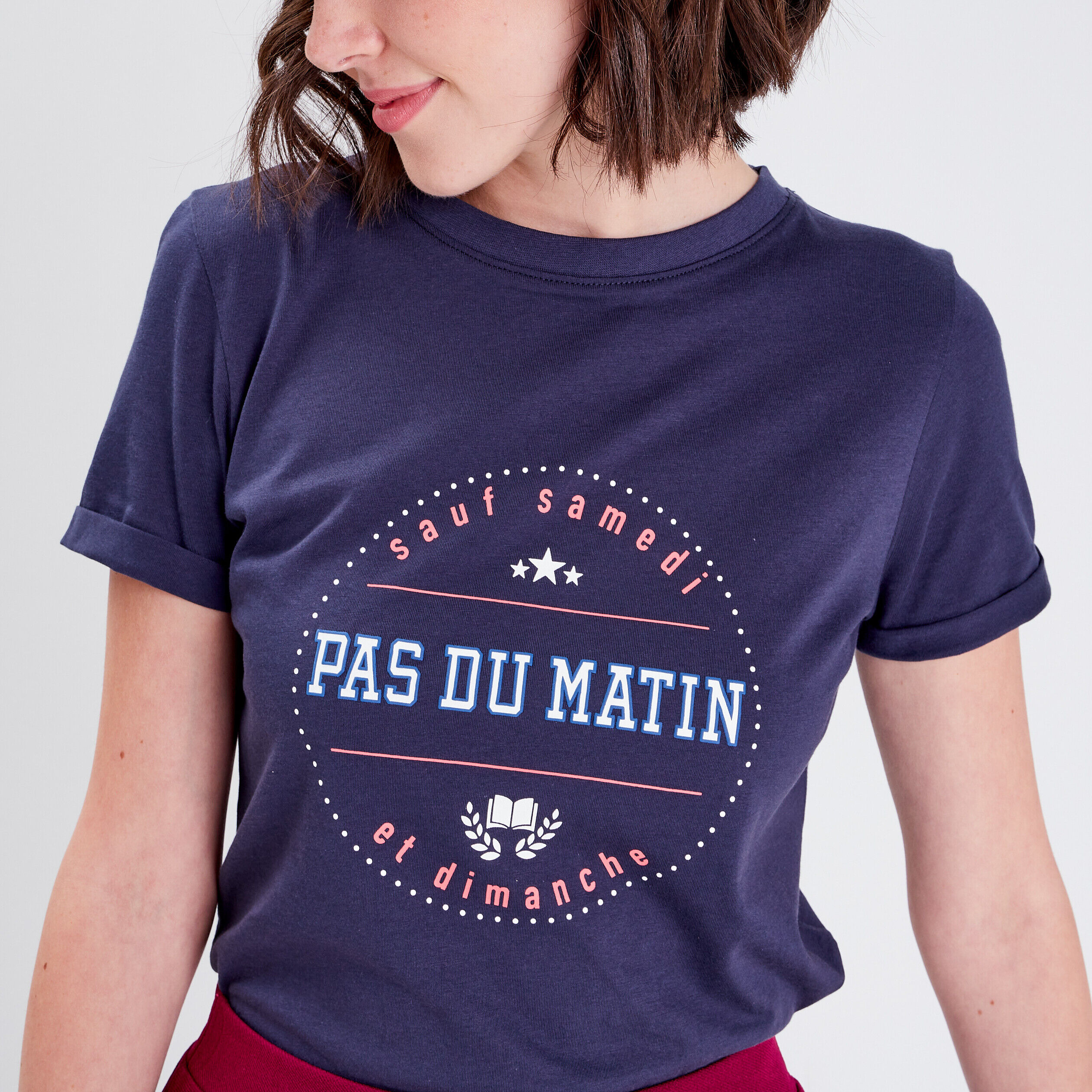 T-shirt manches courtes bleu marine femme | Cache Cache