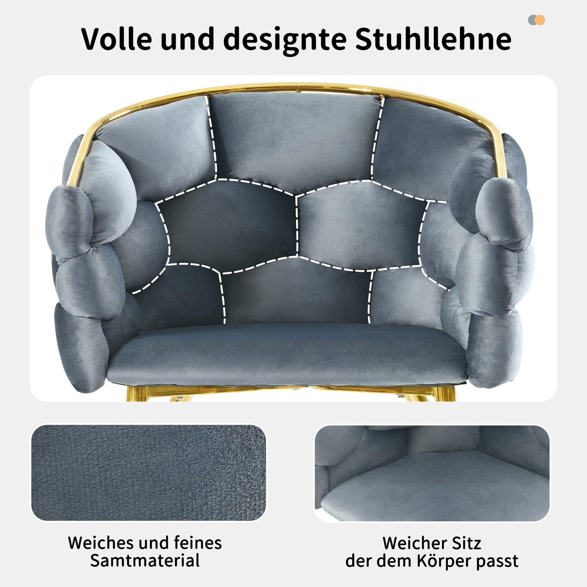 HAUSS SPLOE Polsterstuhl Esszimmerstuhl 1 St Küchenstuhl Wohnzimmerstuhl Polsterstuhl (1 St), Stühle mit Metallbeinen, Grau Stühle, Bubble Stühle