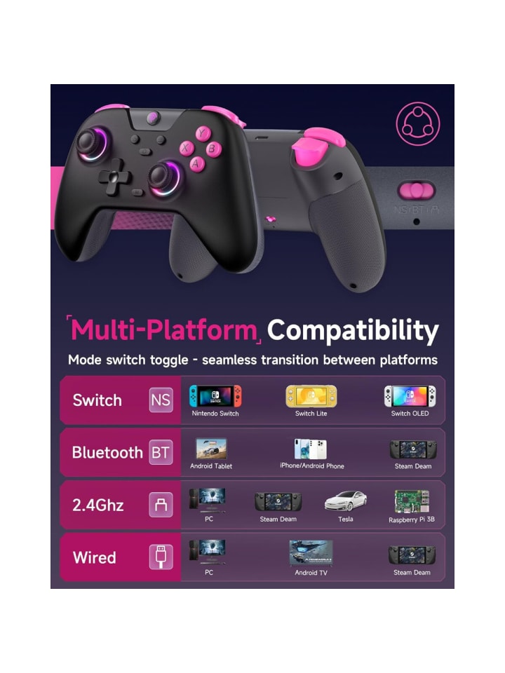 Almina EasySMX X05 Controller PC mit 7 Farbe RGB Licht Hall Triggers Schwarz in Weiß günstig kaufen onesize