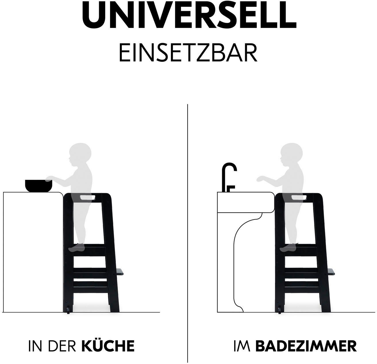 Hauck Stehhilfe Lernturm Learn N Explore, Black, FSC® - schützt Wald - weltweit