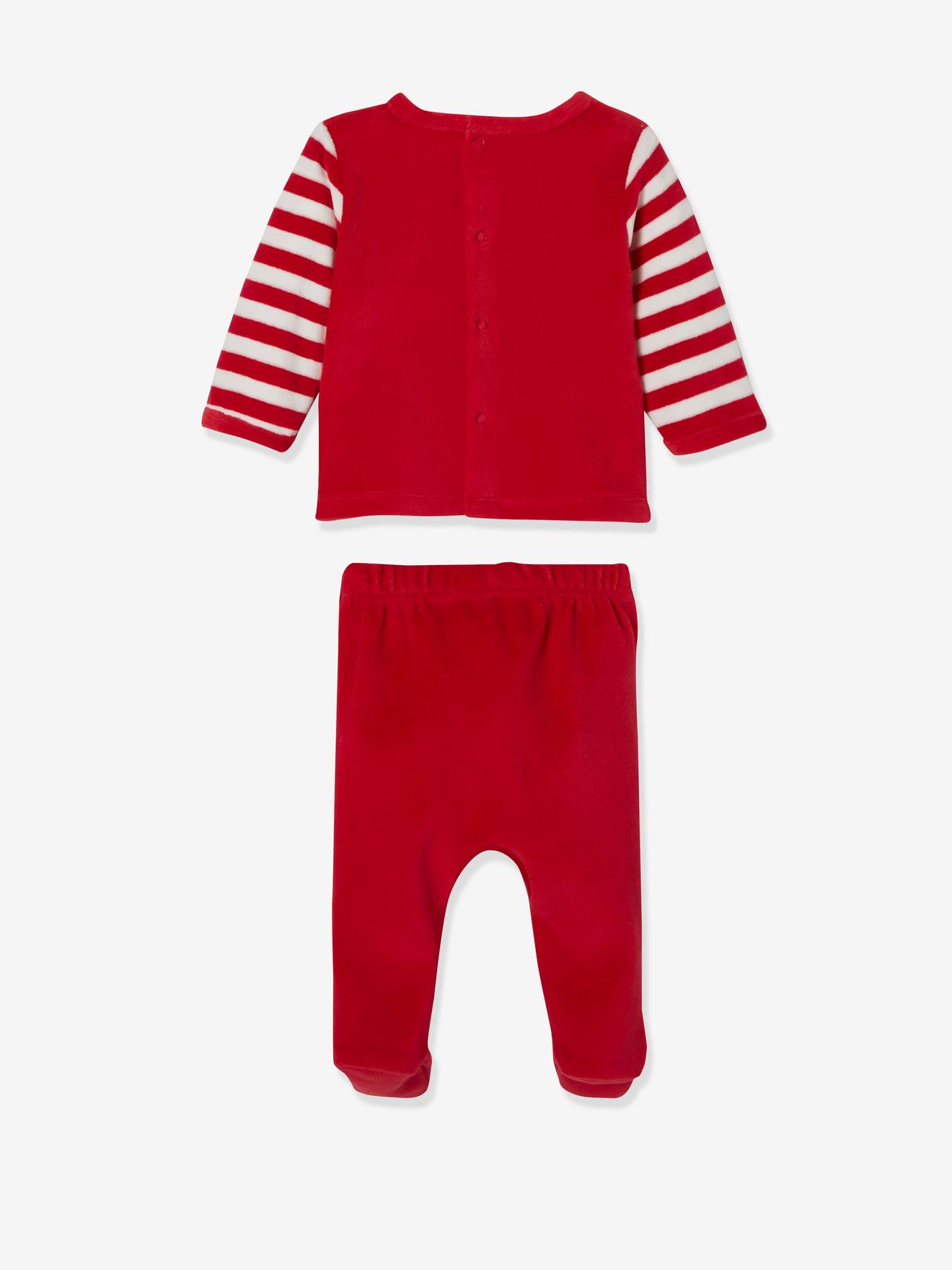 Vertbaudet Baby Weihnachts-Schlafanzug aus Samt - rot