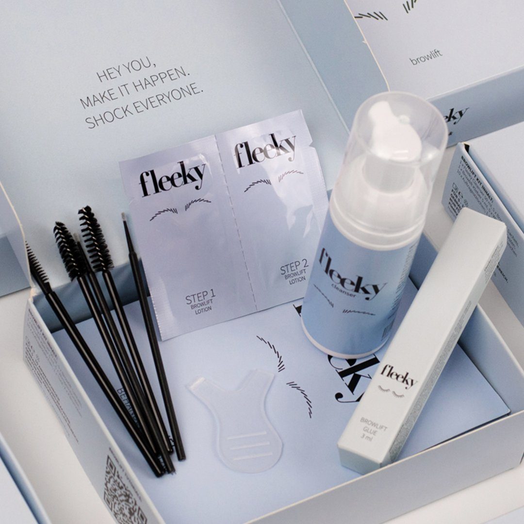 fleeky Augenbrauen-Kosmetika Browlift Kit Maxi - Augenbrauenlaminierung Set, Vegan, Tierversuchsfrei, Sachets made in EU