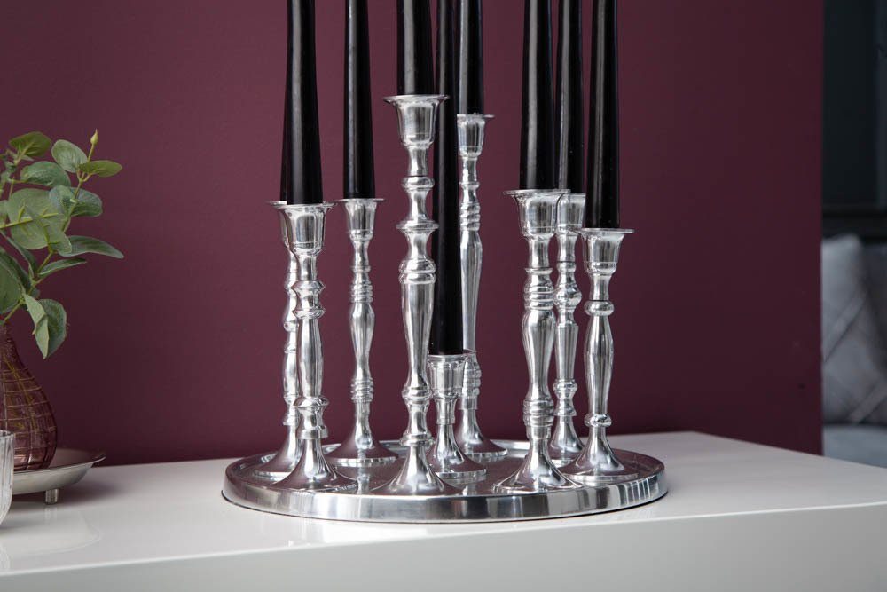 riess-ambiente Kerzenständer MODERN BAROCK 25cm silber (1 St), Metall · Kerzenhalter · Deko · Barock-Design