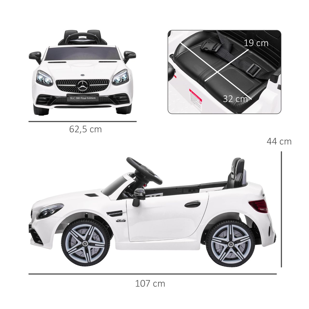 AIYAPLAY 12 V Kinder Elektroauto, Kinderfahrzeug, Kinderauto mit LED, Weiß