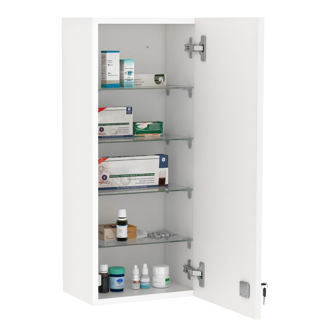 kleankin Medizinschrank Arzneischrank Wandschrank Hängeschrank mit verstellbarer Ablage Erste-Hilfe-Kreuz abschließbar für Badezimmer Küche Flur Weiß 30x20x70 cm