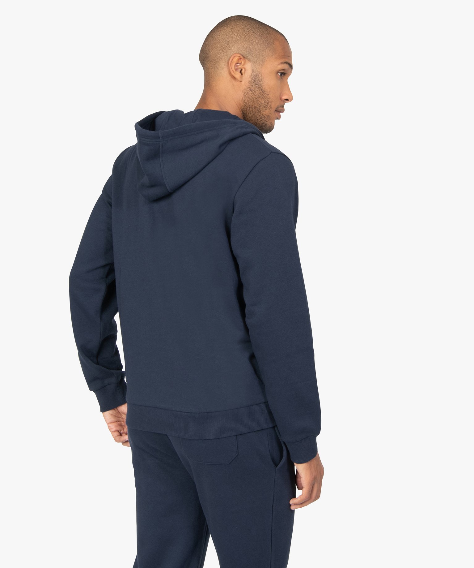 Sweat homme à capuche contenant du coton bio bleu fonce | GEMO