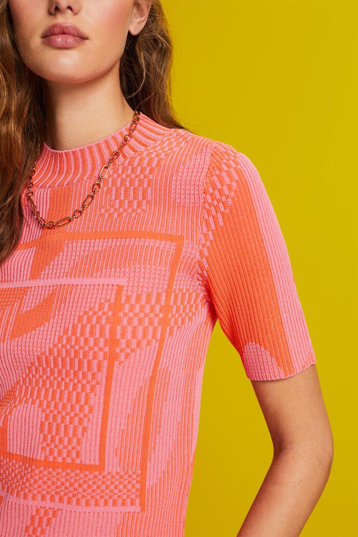 Kurzarm-Pullover aus geripptem Jacquard