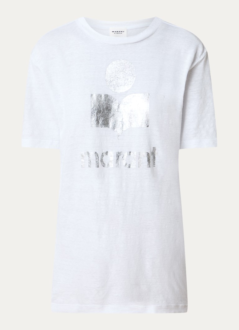 T-shirt in lino Isabel Marant Zewel con stampa logo